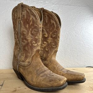 Laredo Soft Leather Tan Cowboy Boots size 8